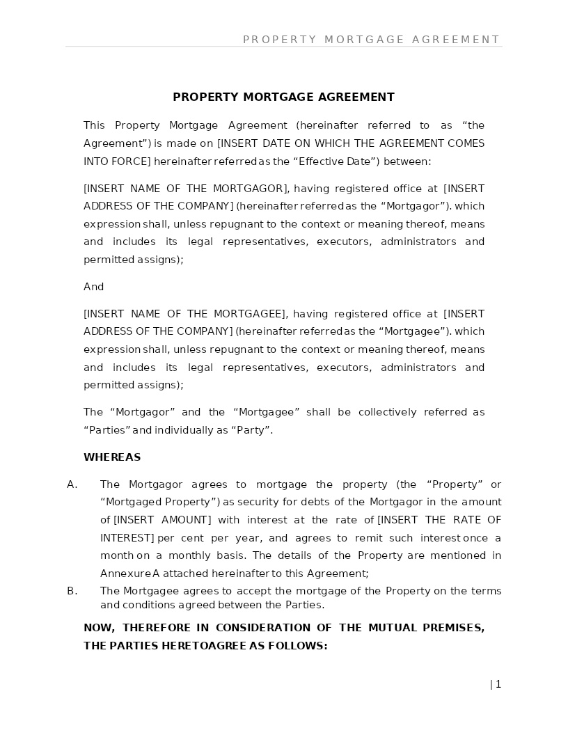PROPERTY MORTGAGE AGREEMENT