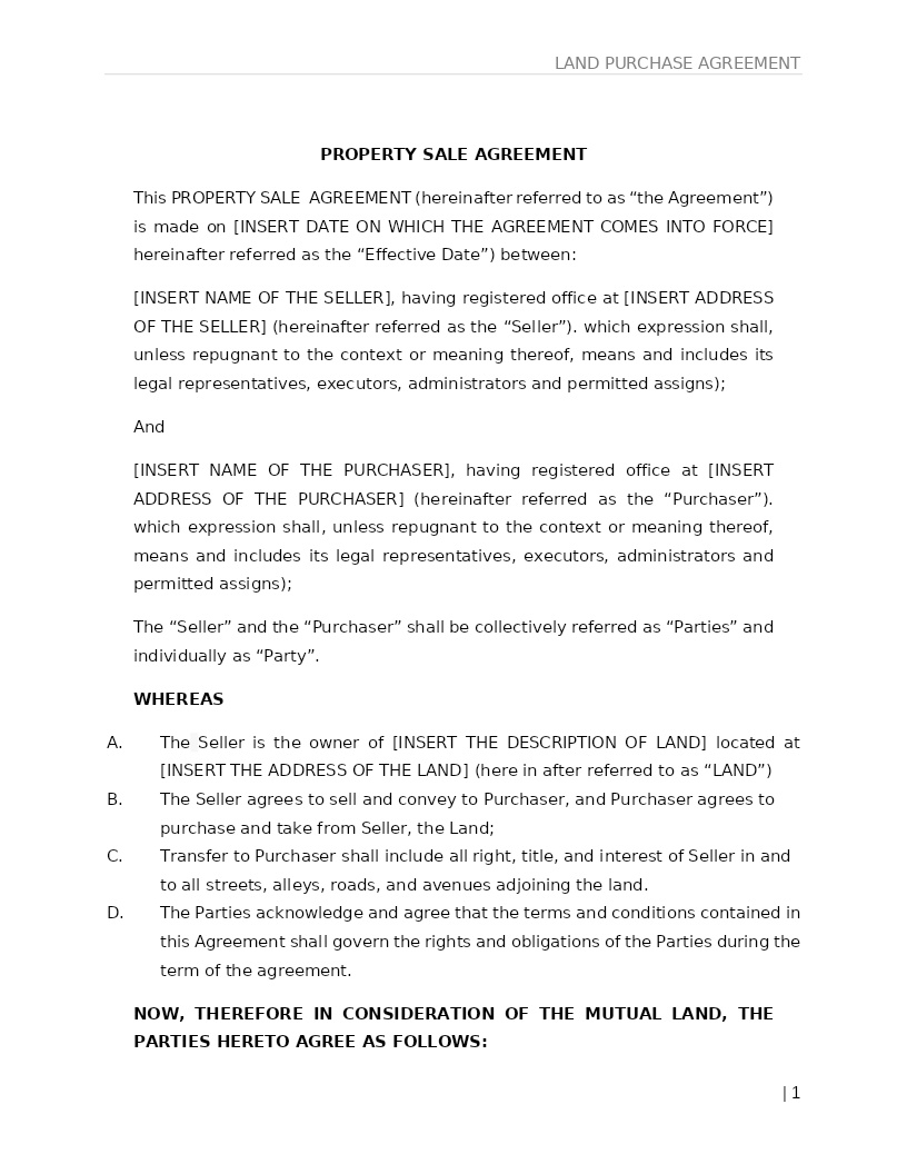 PROPERTY SALE AGREEMENT
