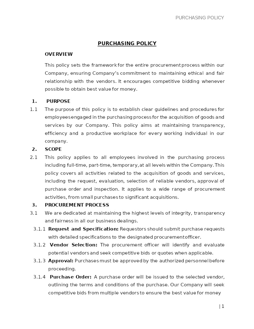 PURCHASING POLICY
