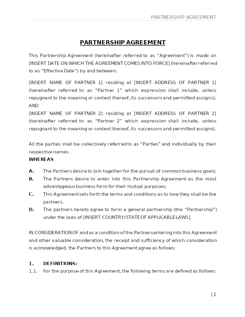 PARTNERSHIP AGREEMENT