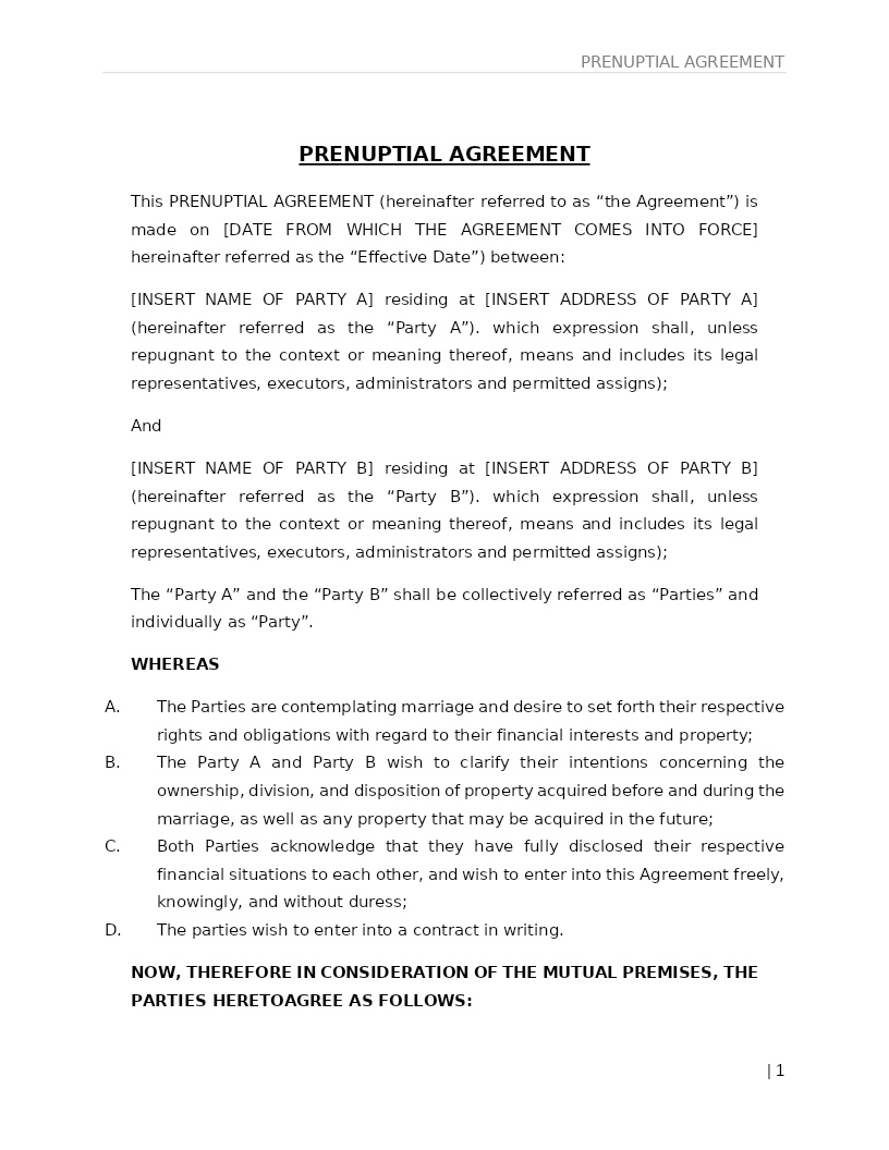 PRENUPTIAL AGREEMENT