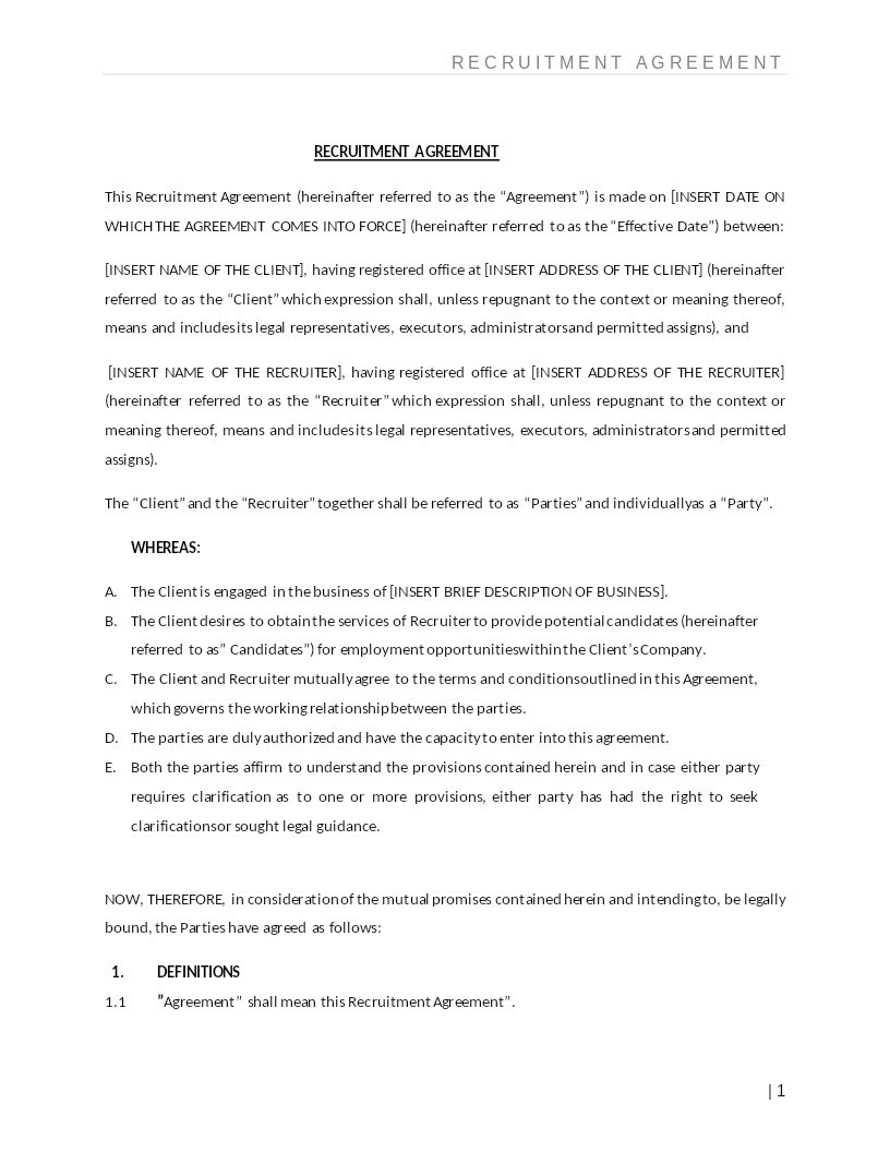 RECRUITMENT AGREEMENT