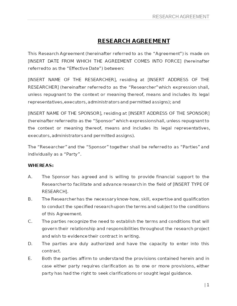 RESEARCH AGREEMENT