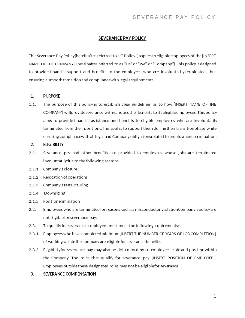 SEVERANCE PAY POLICY
