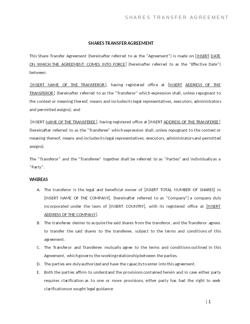 SHARES TRANSFER AGREEMENT