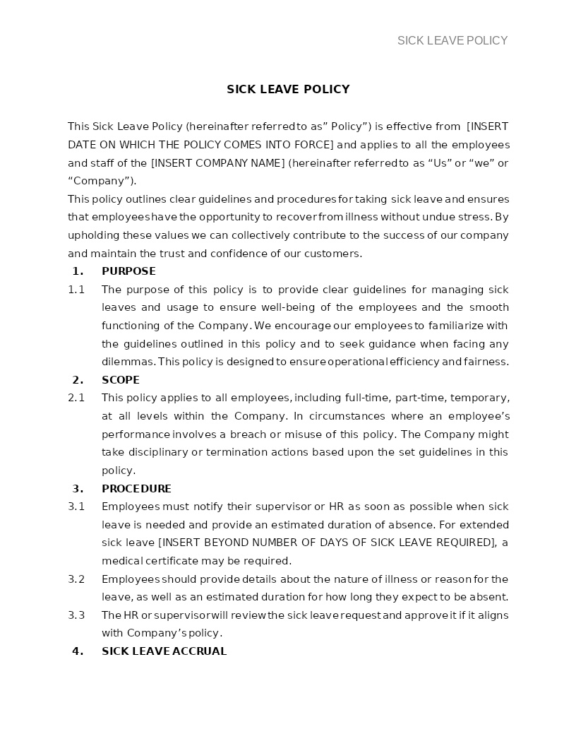 SICK LEAVE POLICY