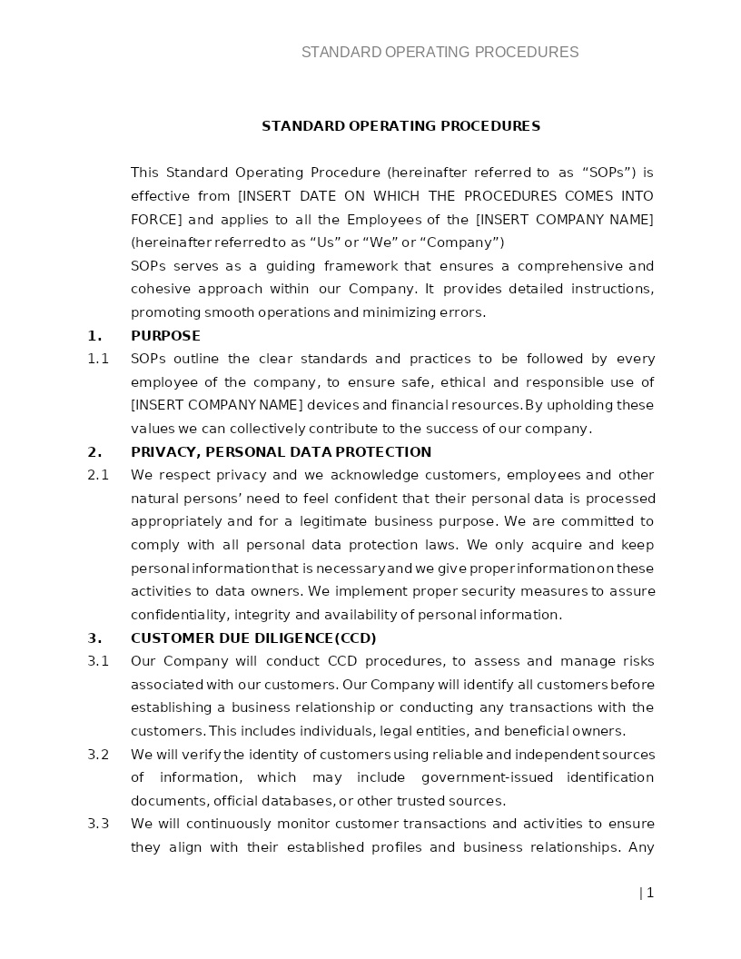 STANDARD OPERATING PROCEDURES