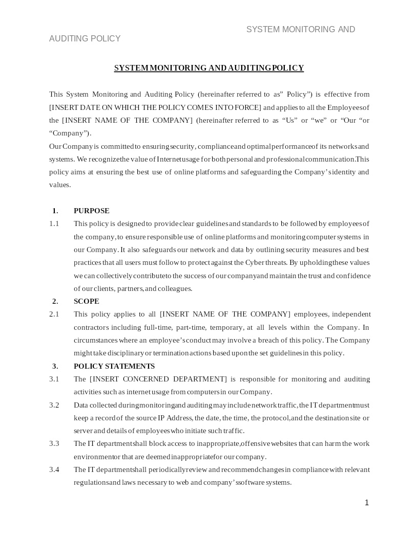 SYSTEM MONITORING AND AUDITING POLICY
