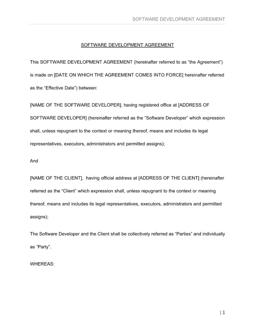 SOFTWARE DEVELOPMENT AGREEMENT