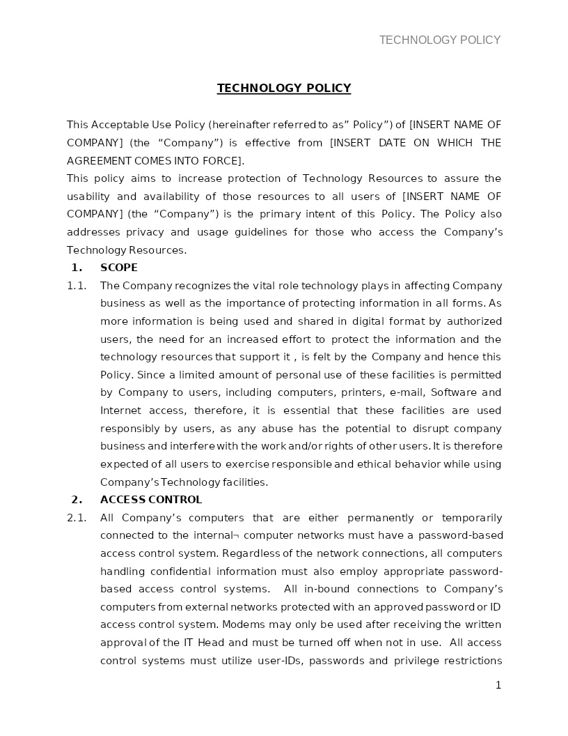 TECHNOLOGY POLICY