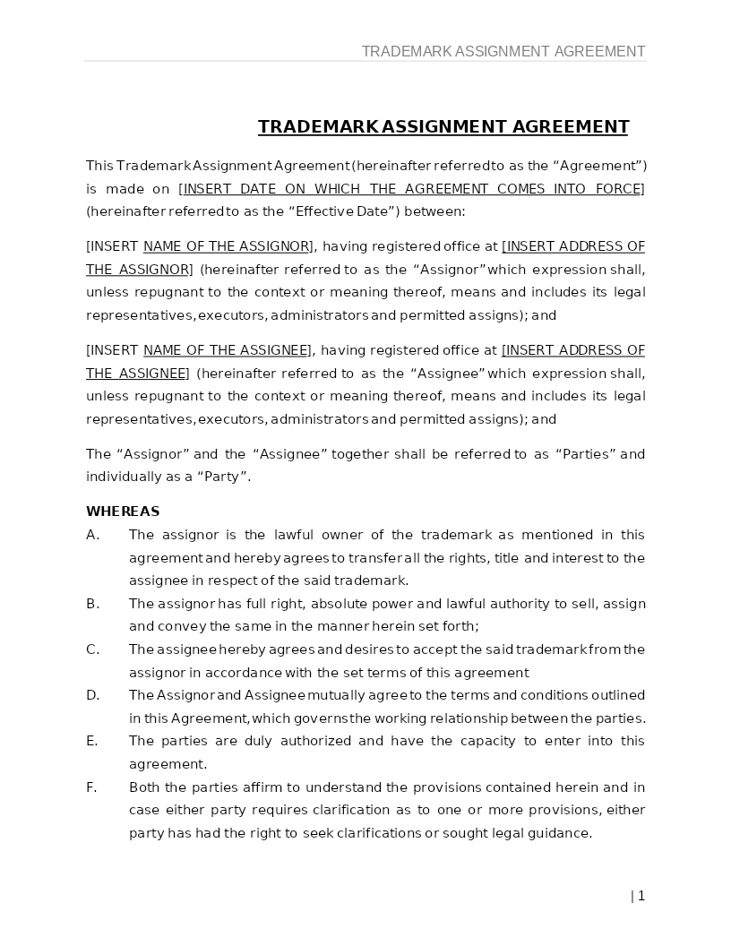 TRADEMARK ASSIGNMENT AGREEMENT
