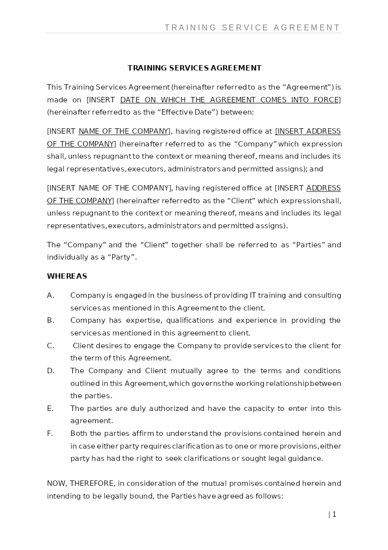 TRAINING SERVICES AGREEMENT