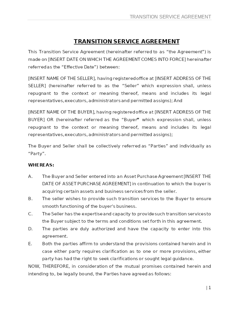 TRANSITION SERVICE AGREEMENT