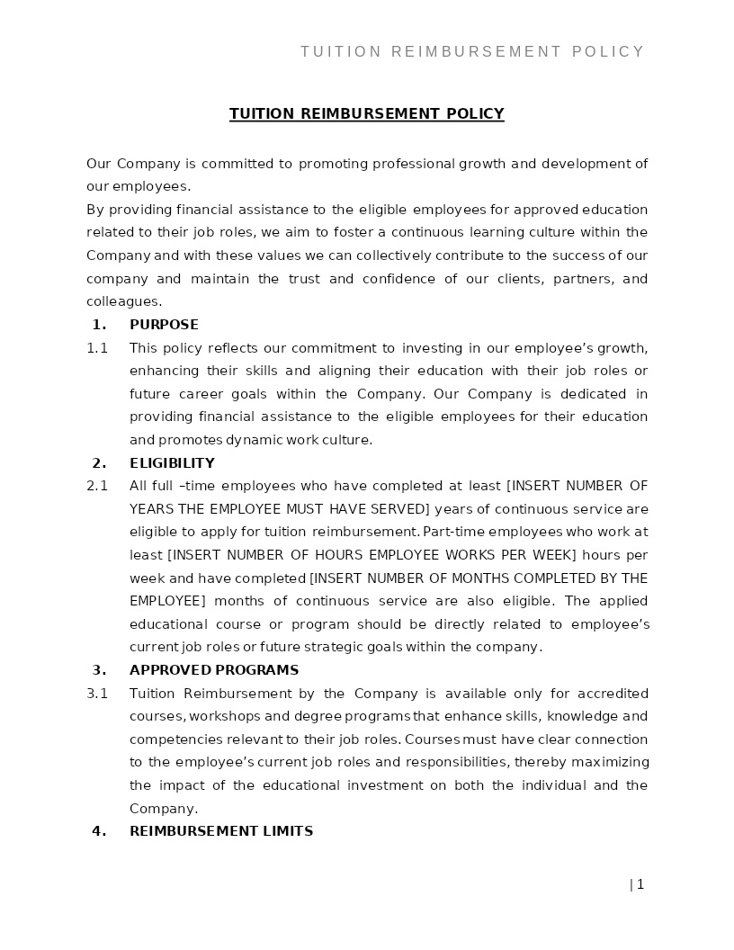 TUITION REIMBURSEMENT POLICY