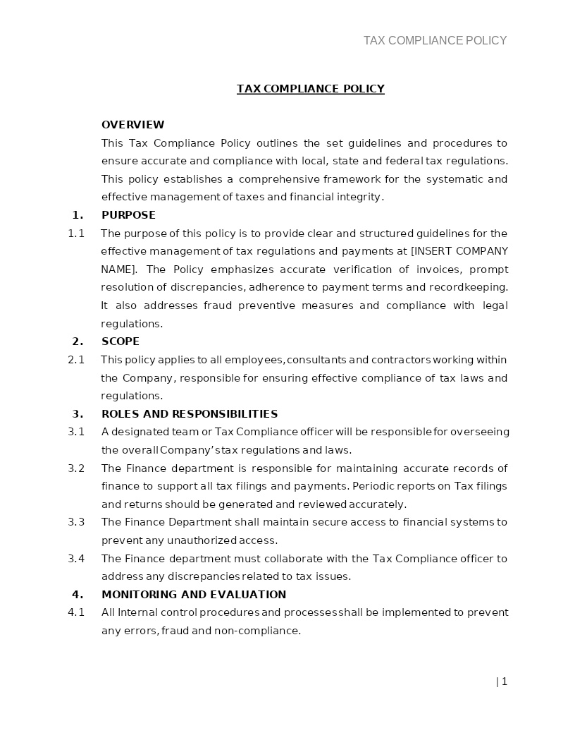 TAX COMPLIANCE POLICY