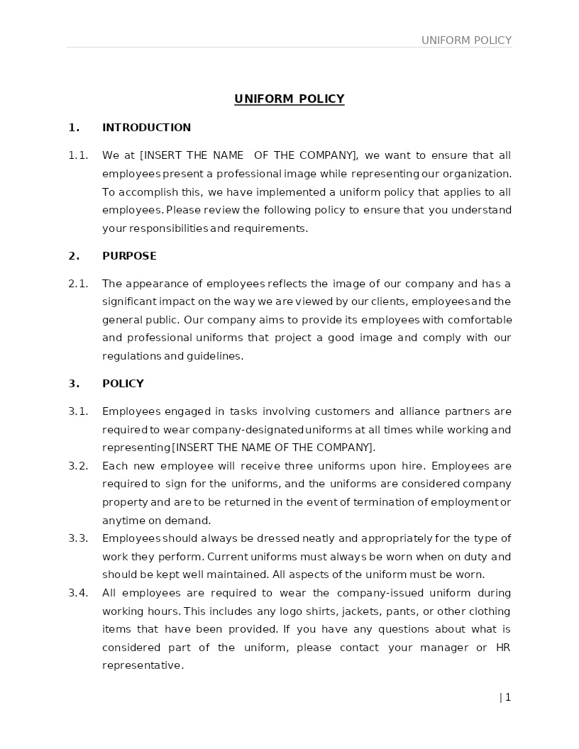 UNIFORM POLICY