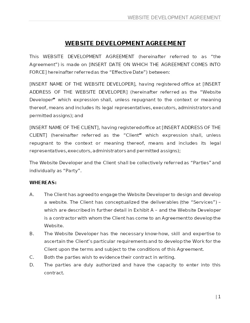 WEBSITE DEVELOPMENT AGREEMENT