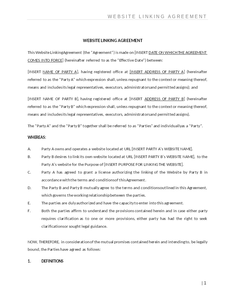 WEBSITE LINKING AGREEMENT