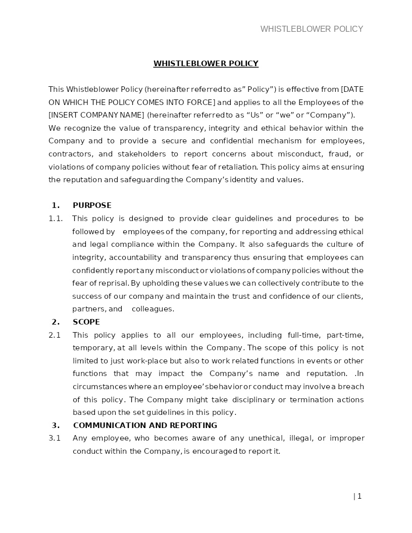 WHISTLEBLOWER POLICY