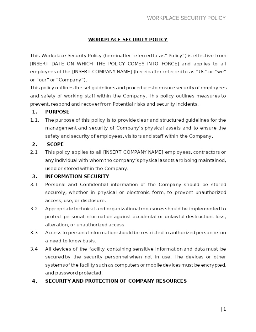 WORKPLACE SECURITY POLICY
