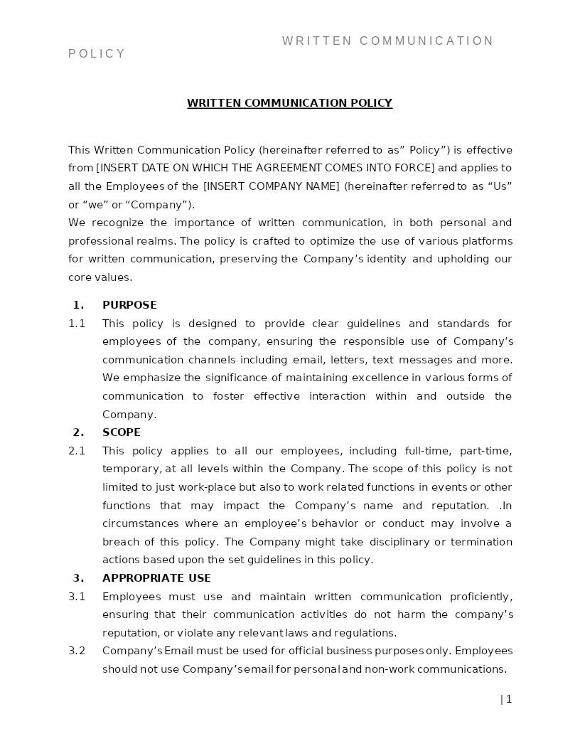 WRITTEN COMMUNICATION POLICY