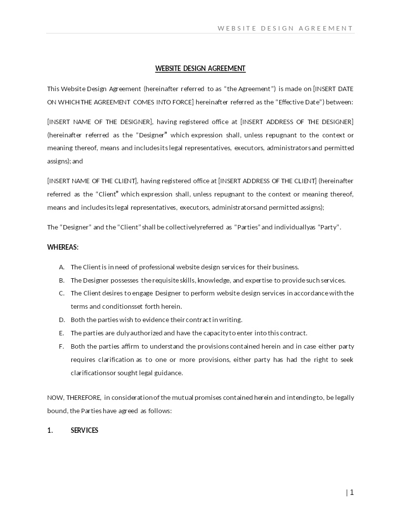 WEBSITE DESIGN AGREEMENT